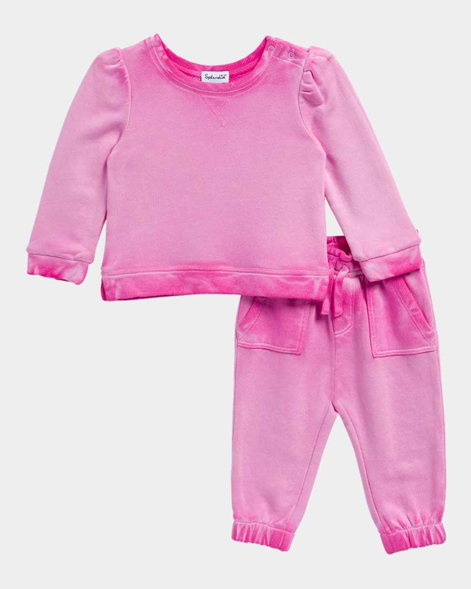 Girl's Pretty In Pink Top & Joggers Set, Size